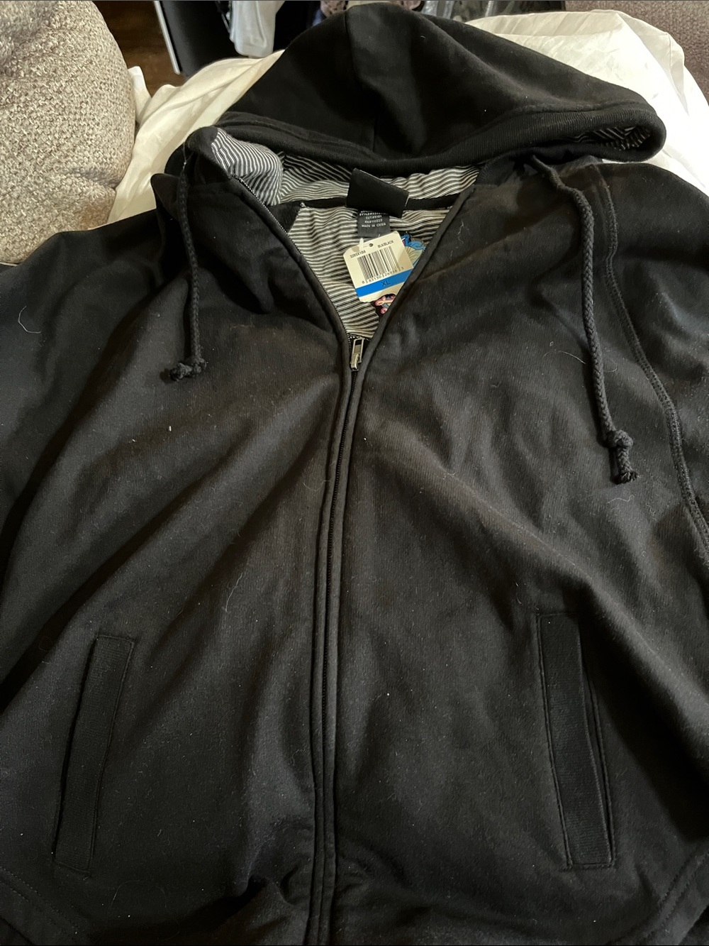Women's Black Hooded Zip Jacket -